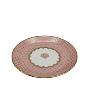 Snack Plate Pink Pichwai (Set Of 2)